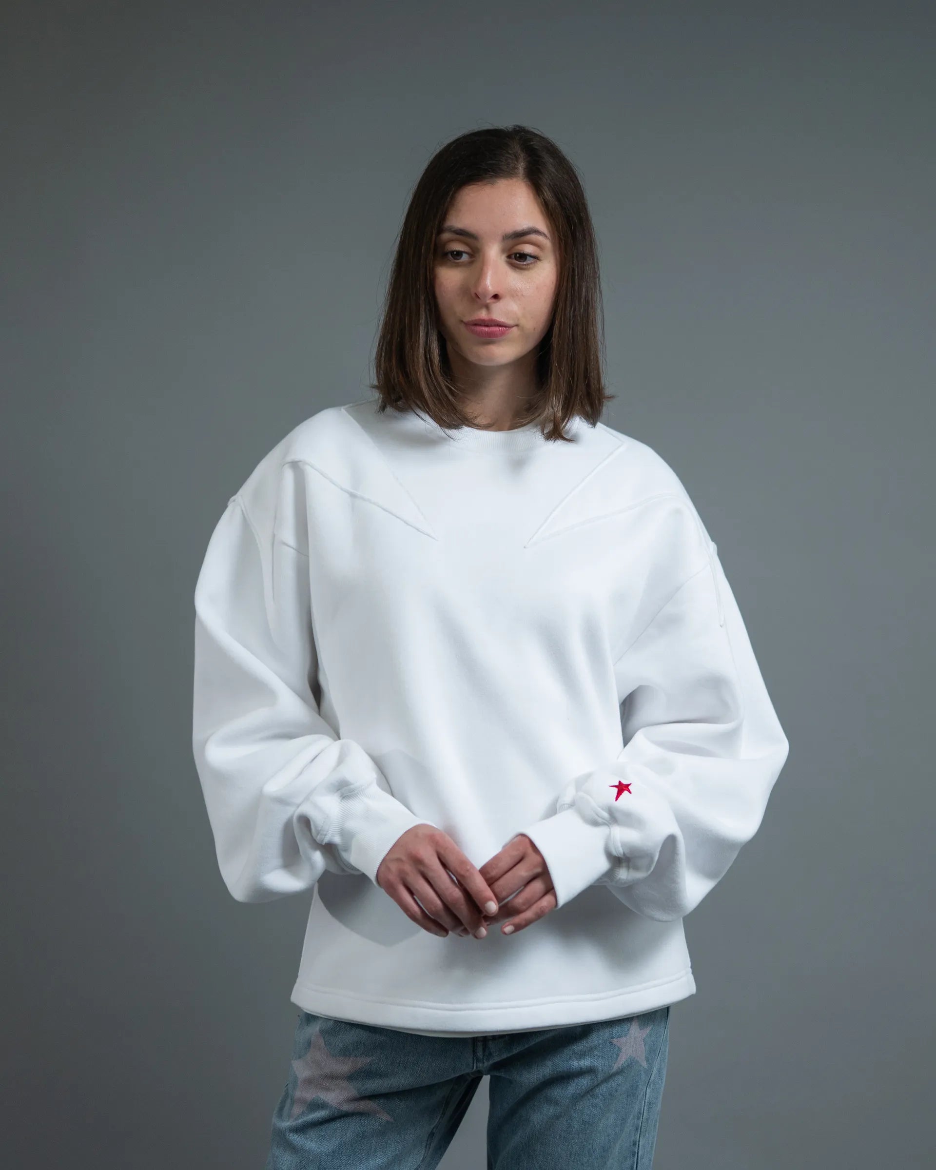 Applied Star Sweatshirt — Off-White — view 5 — Andrew Charles SS26