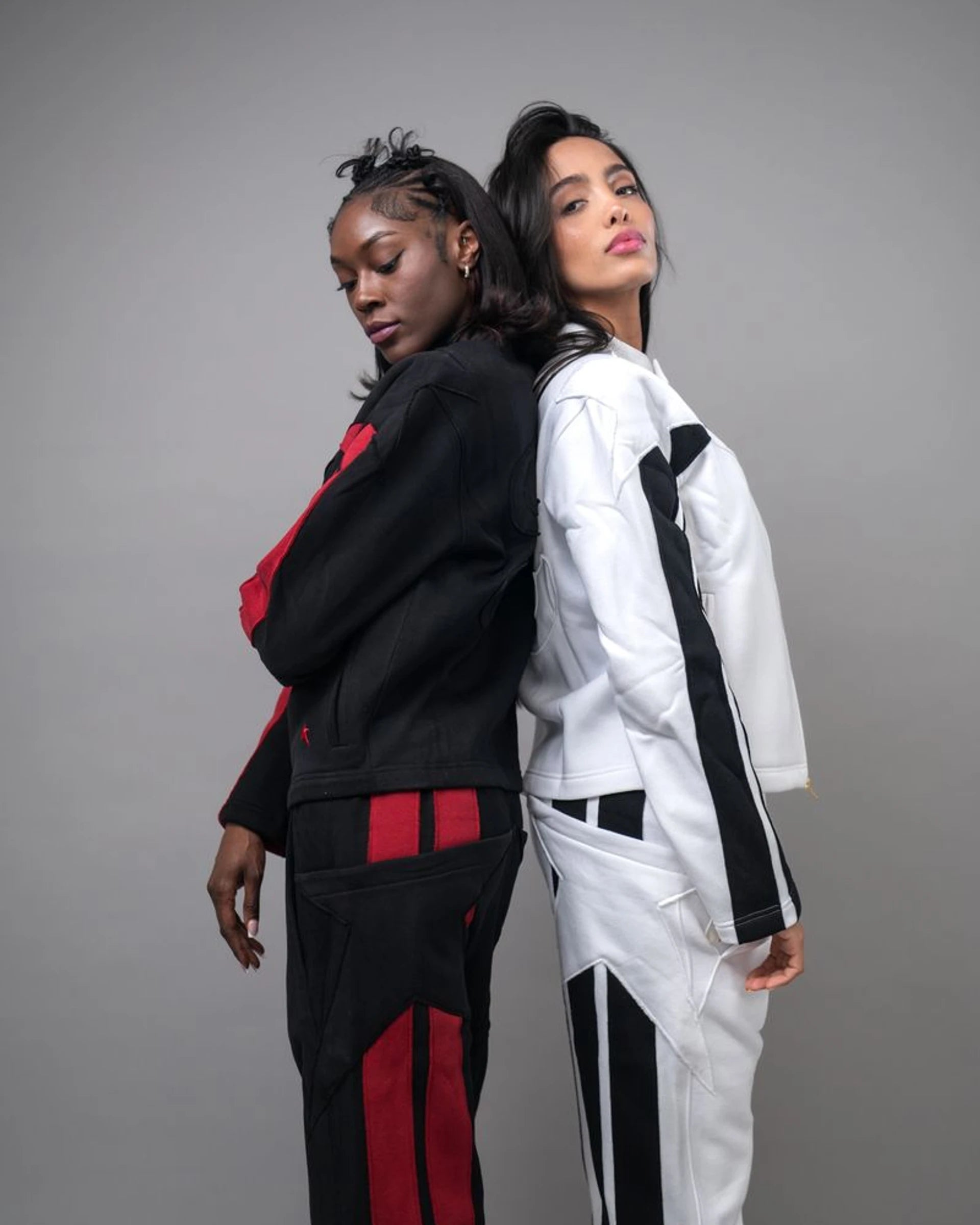 Pieced Zip Front Jacket — Off-White/Black — view 3 — Andrew Charles SS26