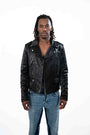Snake Skin Moto Jacket - Black Snake - Women's - Andrew Charles New York