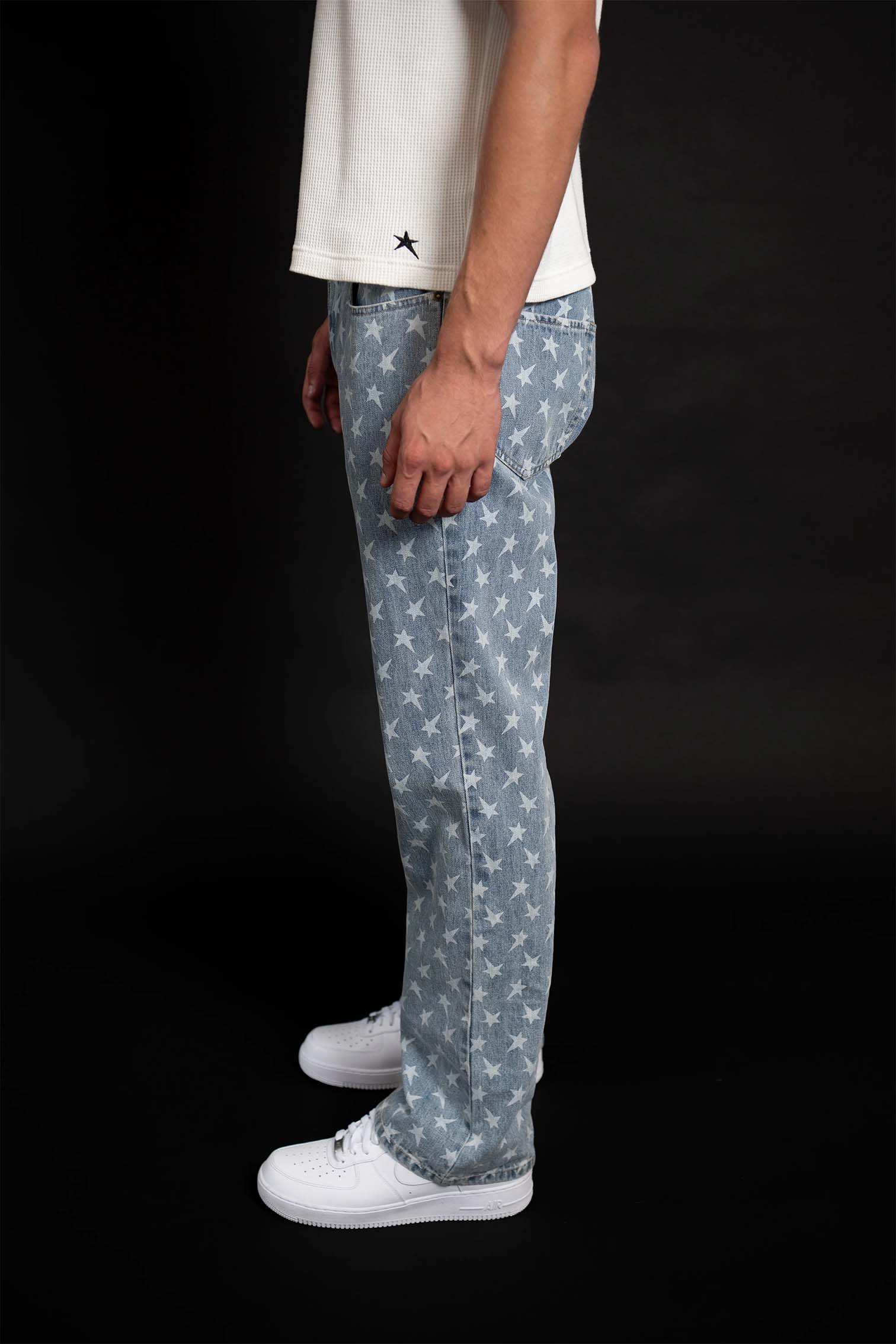 Star Print Boot-Cut Jean