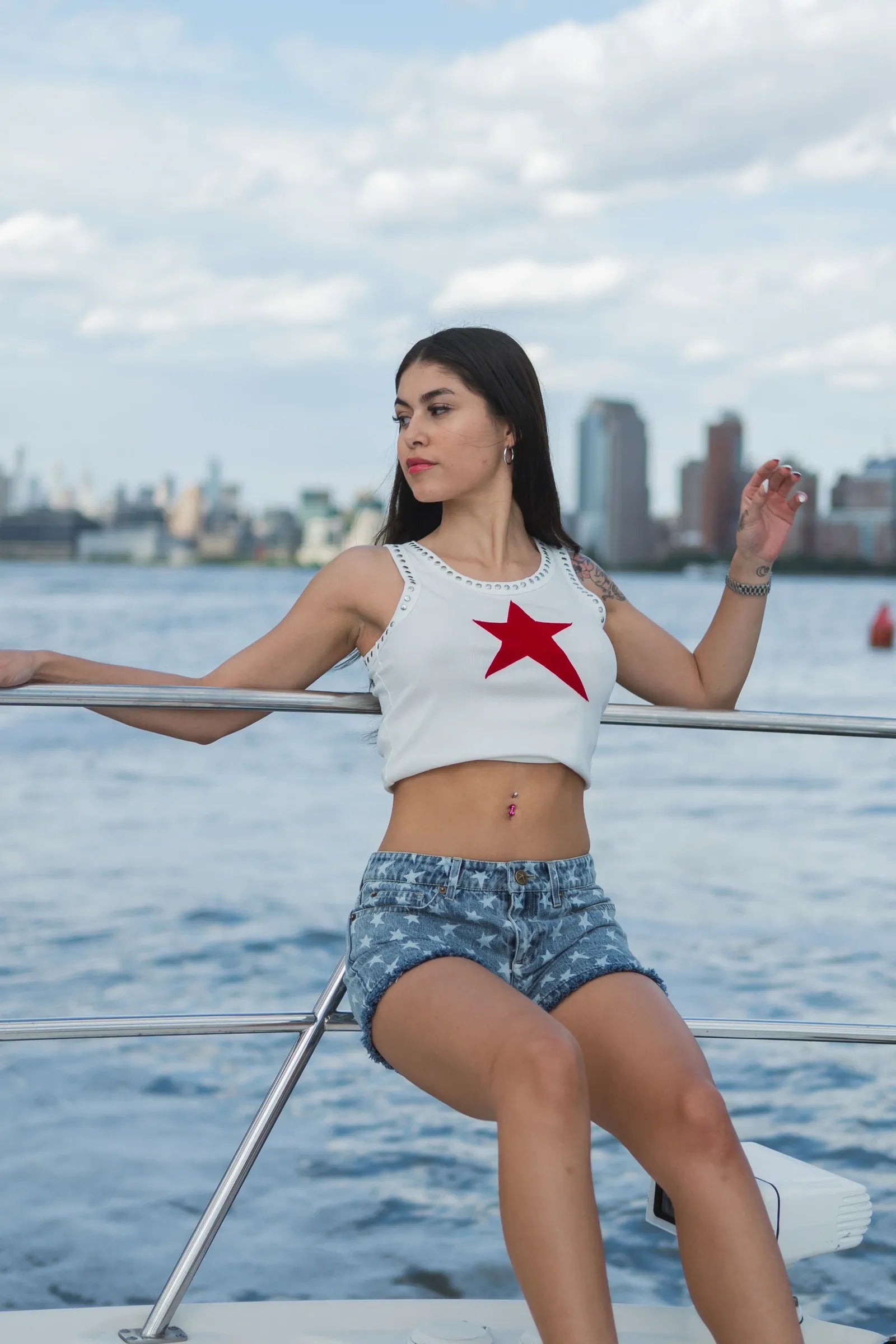 Star Tank — White w/ Red Star — boat railing — Andrew Charles SS26